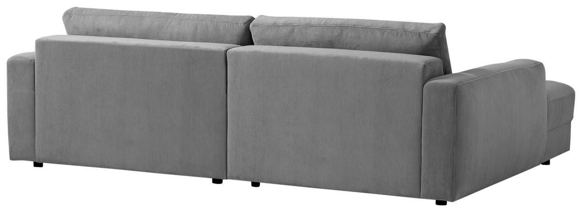 ECKSOFA Cord Dunkelgrau  - Dunkelgrau/Schwarz, Modern, Textil (176/250cm) - Trendmanufaktur