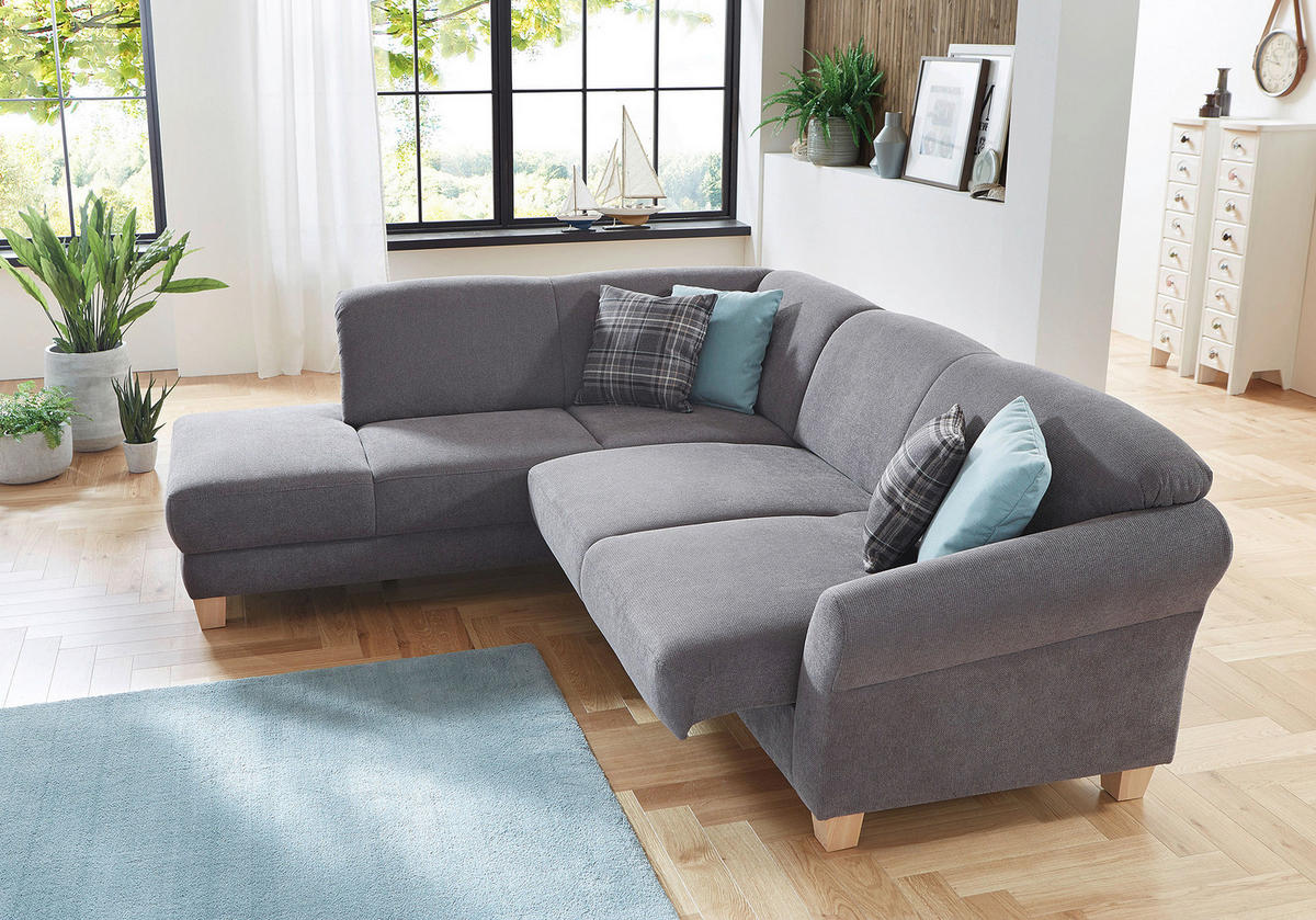 ECKSOFA in Flachgewebe Grau  212/257 cm  - Naturfarben/Grau, KONVENTIONELL, Holz/Textil (212/257cm) - Sit & More
