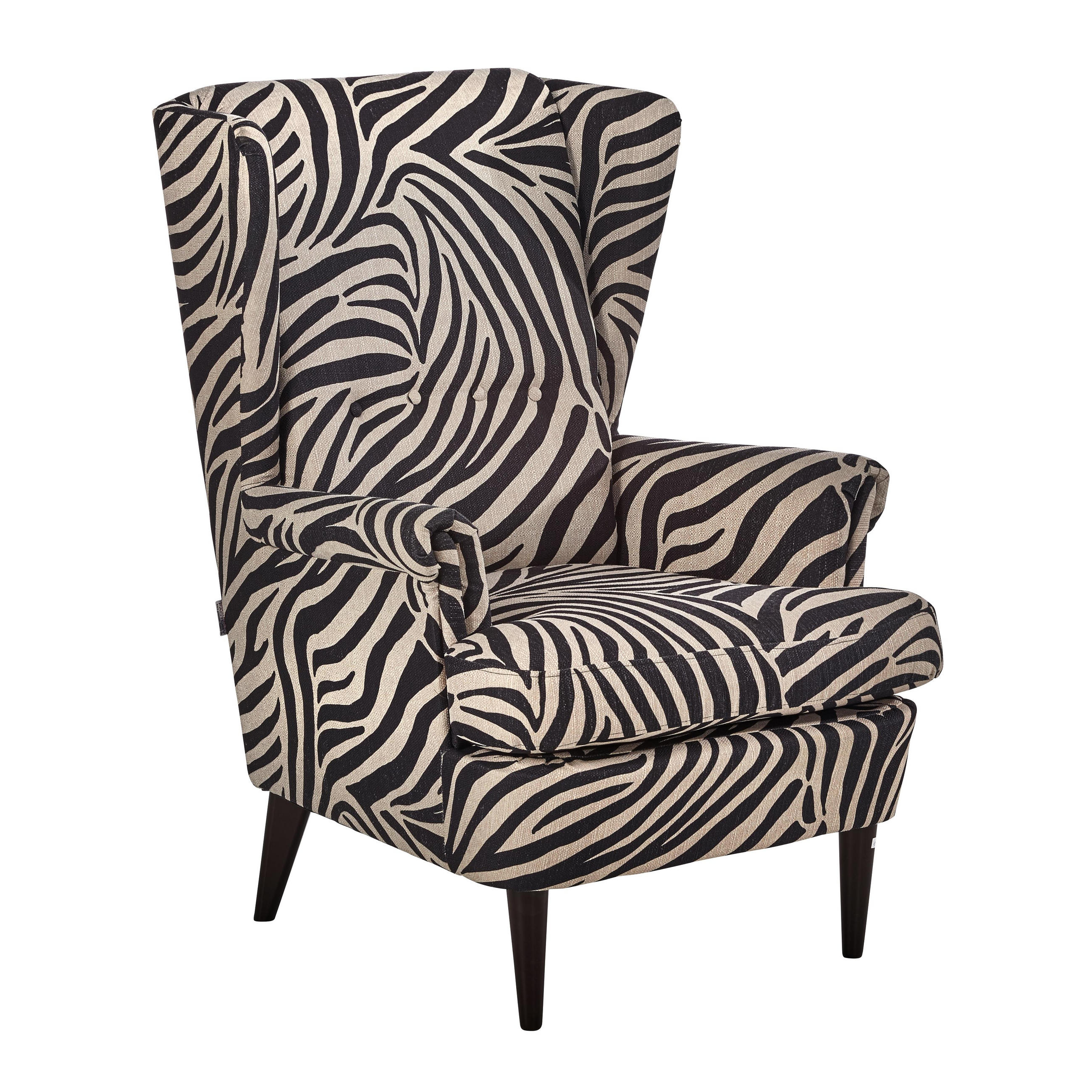 Ohrensessel in Textil Schwarz, Weiß