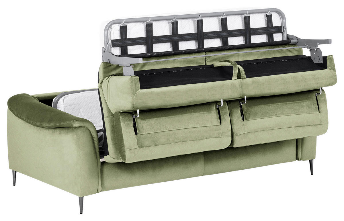 SCHLAFSOFA Samt Hellgrün  - Chromfarben/Hellgrün, Design, Textil/Metall (203/77-98/103cm) - MID.YOU