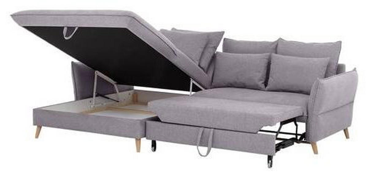 ECKSCHLAFSOFA in Hellgrau  - Buchefarben/Hellgrau, Design, Holz/Textil (170/274cm) - Livetastic