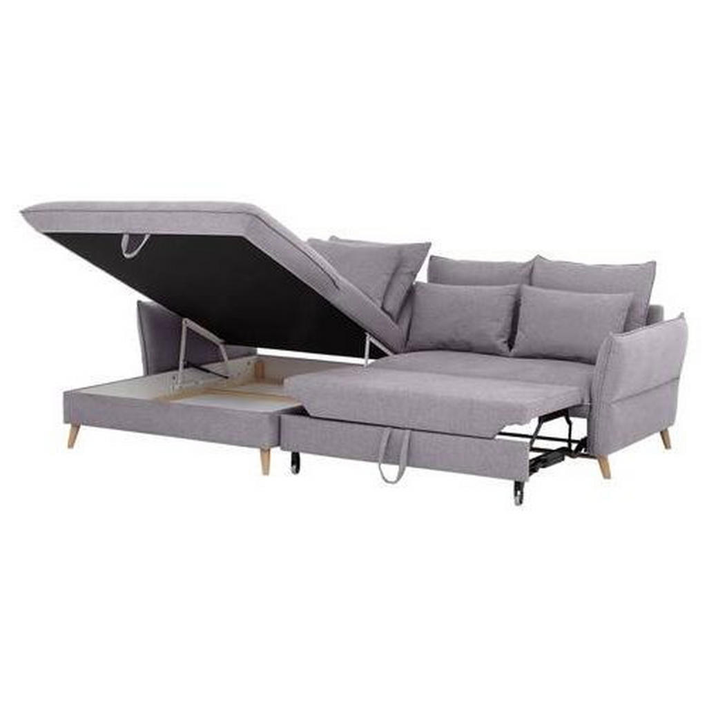 Thumbnail - Livetastic Eckschlafsofa, Hellgrau, Textil, Buche, vollmassiv, 4-Sitzer, Füllung: Schaumstoffflocken,Schaumstoffflocken,...
