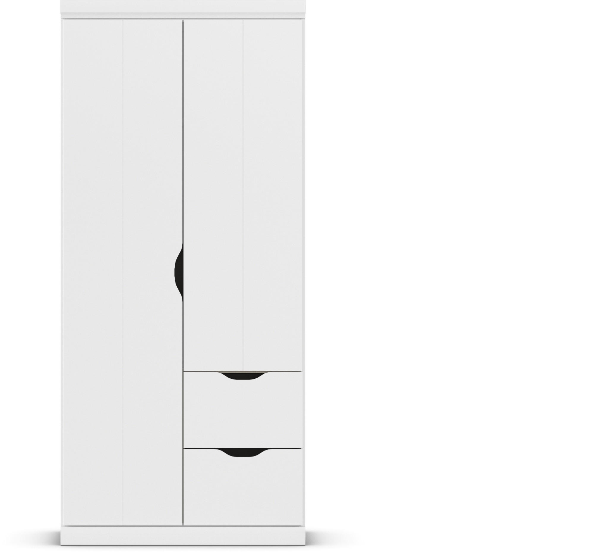 Thumbnail - Rauch Möbel Kleiderschrank, Weiß, Holzwerkstoff, 2 Fächer, 2 Schubladen, 91x203x56 cm, Blauer Engel, Goldenes M, Made in...