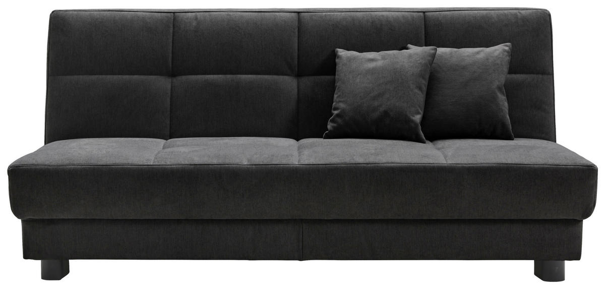 SCHLAFSOFA Mikrovelours Schwarz  - Schwarz, KONVENTIONELL, Textil/Metall (185/85/100cm) - Carryhome