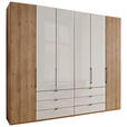 DREHTÜRENSCHRANK 250/236/58 cm,  in Champagner, Eiche Bianco, 6-türig  - Schieferfarben/Eiche Bianco, KONVENTIONELL, Glas/Holzwerkstoff (250/236/58cm) - Dieter Knoll