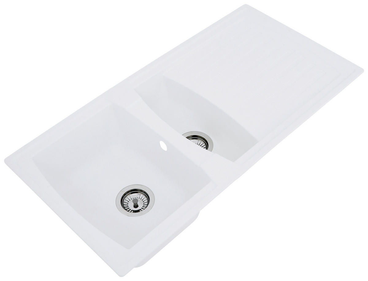 SPÜLE 1712BOSTON100X50W  - Weiß, Trend, Glas/Kunststoff (100/20/50cm) - Respekta