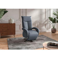 SESSEL in Echtleder Graublau  - Graublau/Schwarz, Konventionell, Leder/Metall (74/112/82cm) - Sit & More