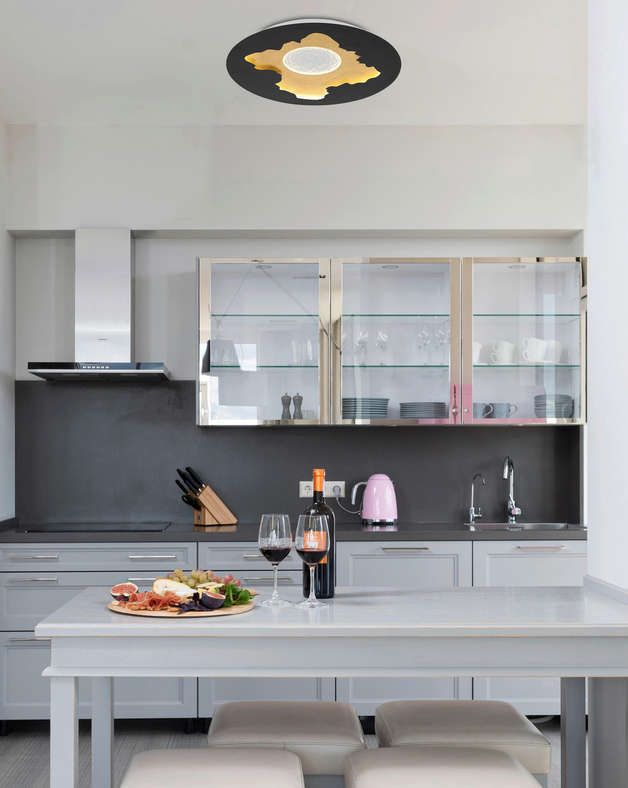 LED-DECKENLEUCHTE 45/4,9 cm   - Goldfarben/Opal, Basics, Kunststoff/Metall (45/4,9cm) - Globo