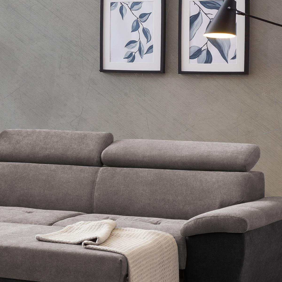 ECKSOFA in Mikrofaser Grau, Schwarz  216/262 cm  - Chromfarben/Schwarz, Design, Textil/Metall (216/262cm) - Livetastic
