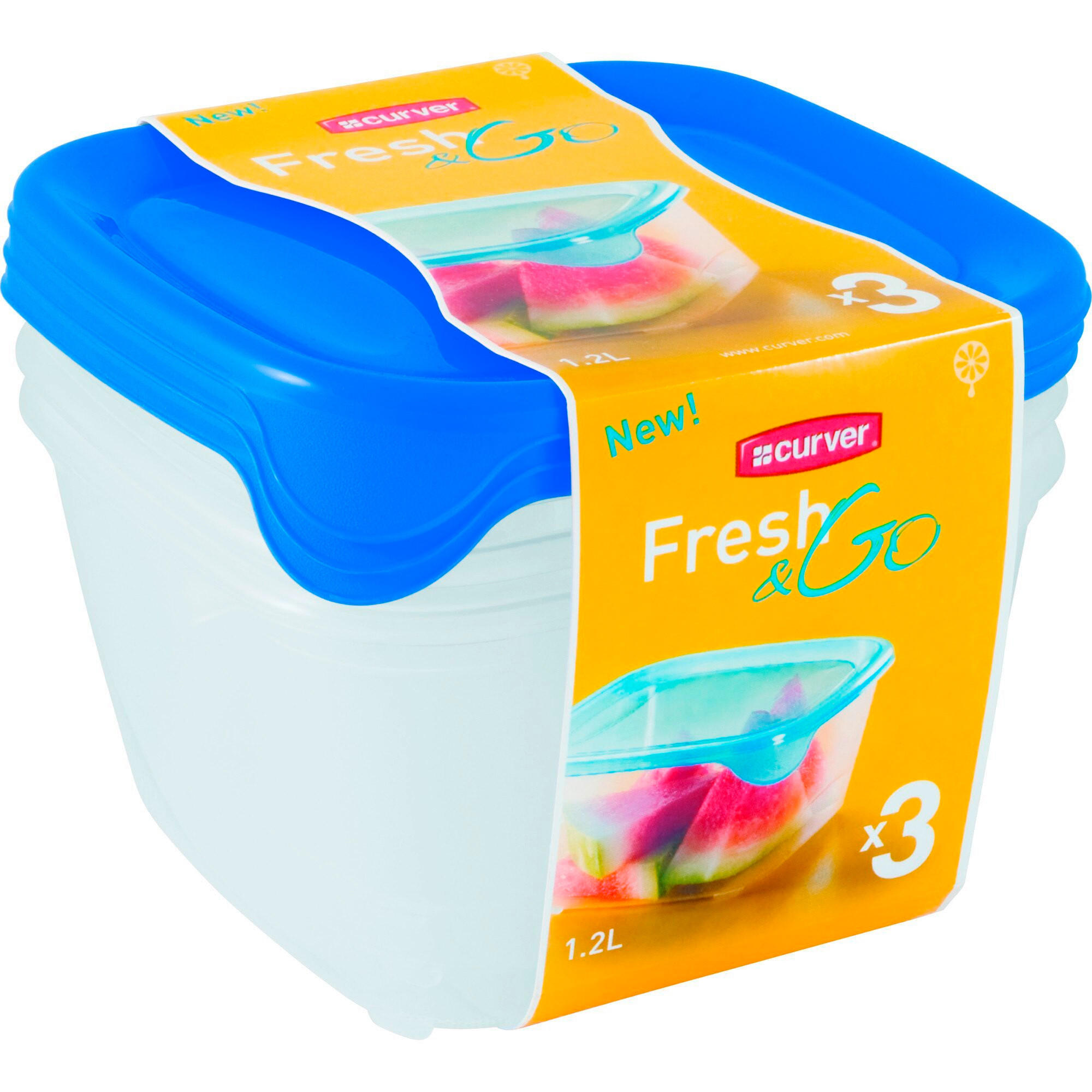 SET RECIPIENTE ALIMENTARE   - albastru/transparent, Basics, plastic (15.5/15.5/12cm)