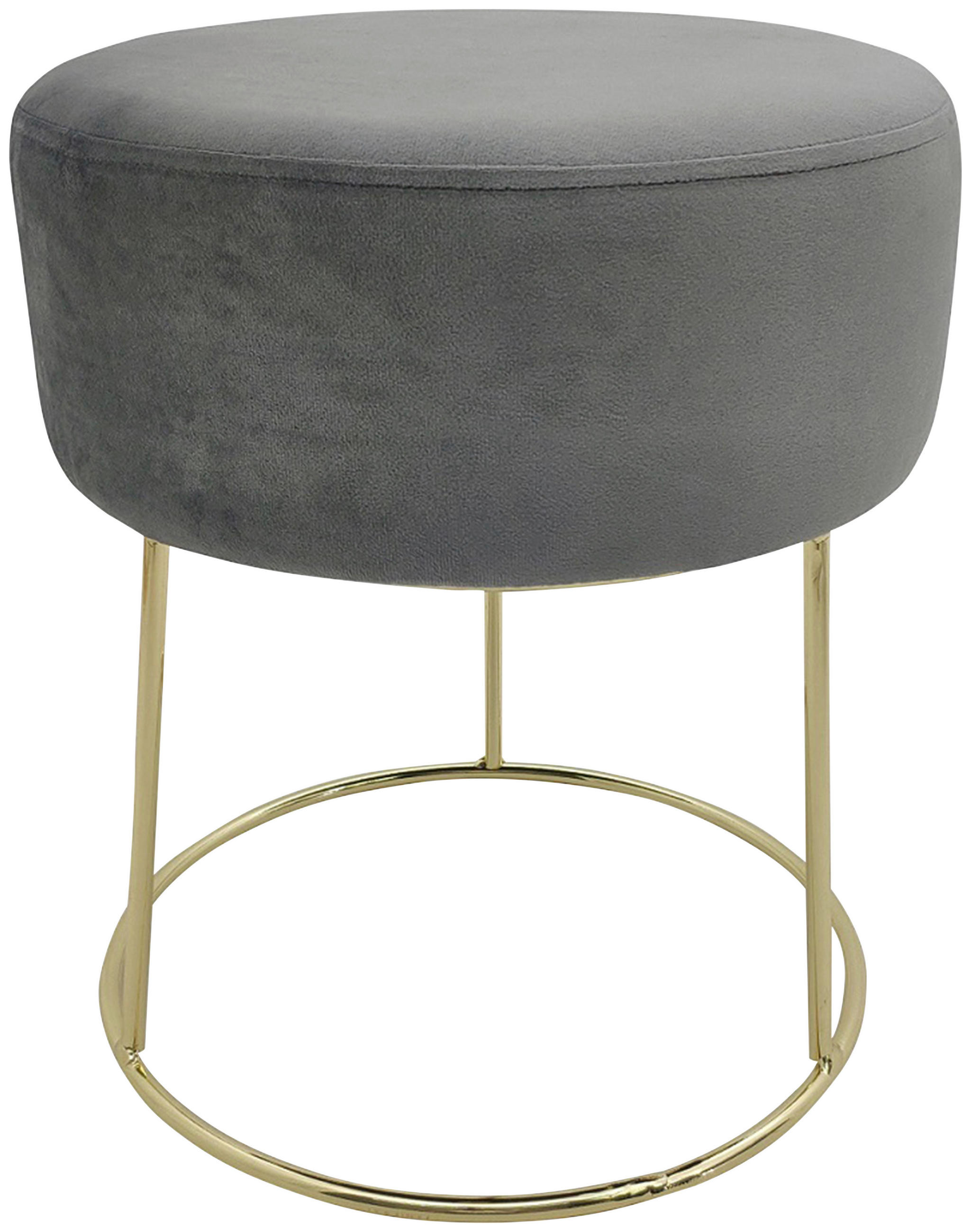 HOCKER Samt Grau  - Goldfarben/Grau, Design, Textil/Metall (35,5/40,5/35,5cm) - Echtwerk