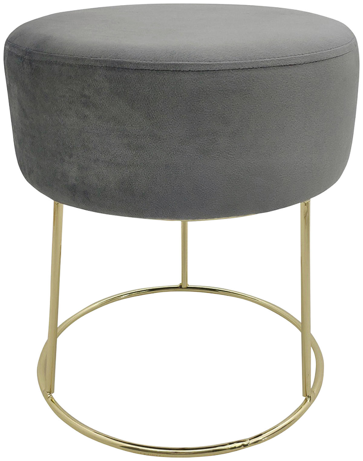 HOCKER Samt Grau  - Goldfarben/Grau, Design, Textil/Metall (35,5/40,5/35,5cm) - Echtwerk