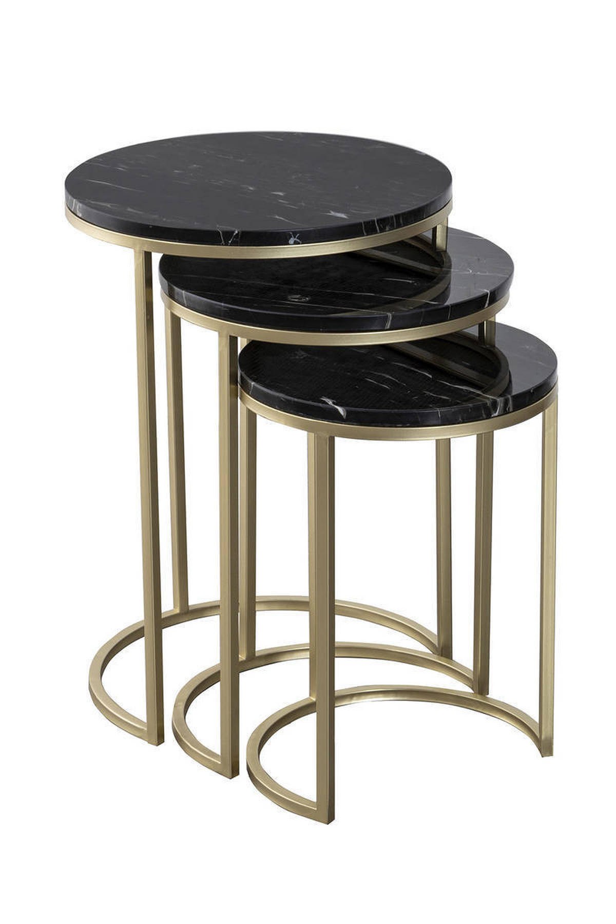 SATZTISCH in Metall, Stein  - Goldfarben/Schwarz, Trend, Stein/Metall - Kayoom