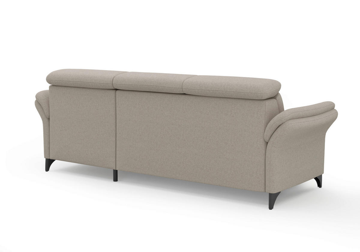 ECKSOFA GLENDALE E Taupe Flachgewebe  - Taupe/Schwarz, KONVENTIONELL, Textil/Metall (253/166cm) - Sit & More