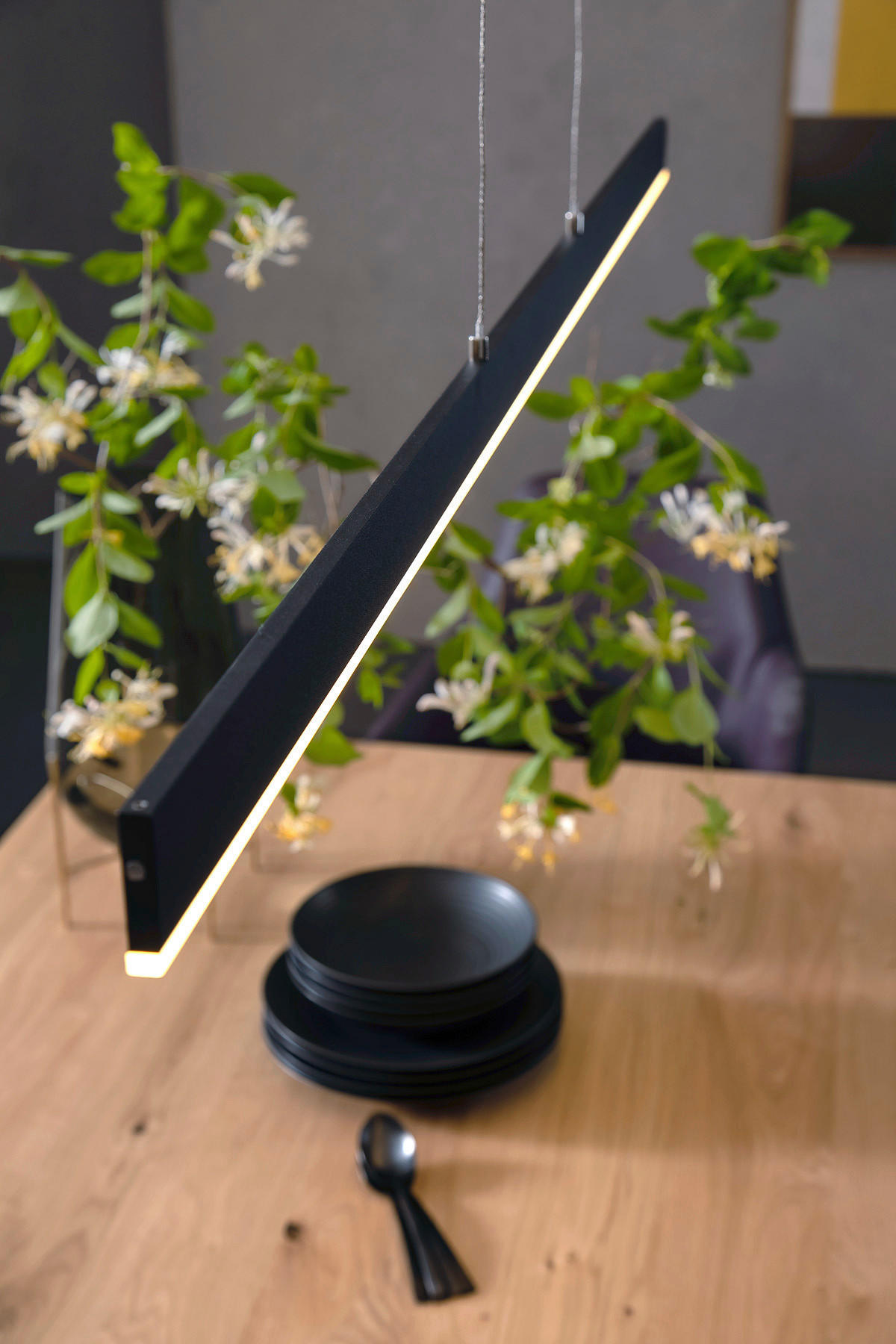 LED-HÄNGELEUCHTE Straight 140/90-150 cm   - Schwarz/Nickelfarben, Basics, Metall (140/90-150cm) - Schöner Wohnen