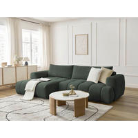 ECKSCHLAFSOFA FUJI Leinenoptik Grün  inkl.  - Schwarz/Grün, MODERN, Kunststoff/Textil (160/292cm)