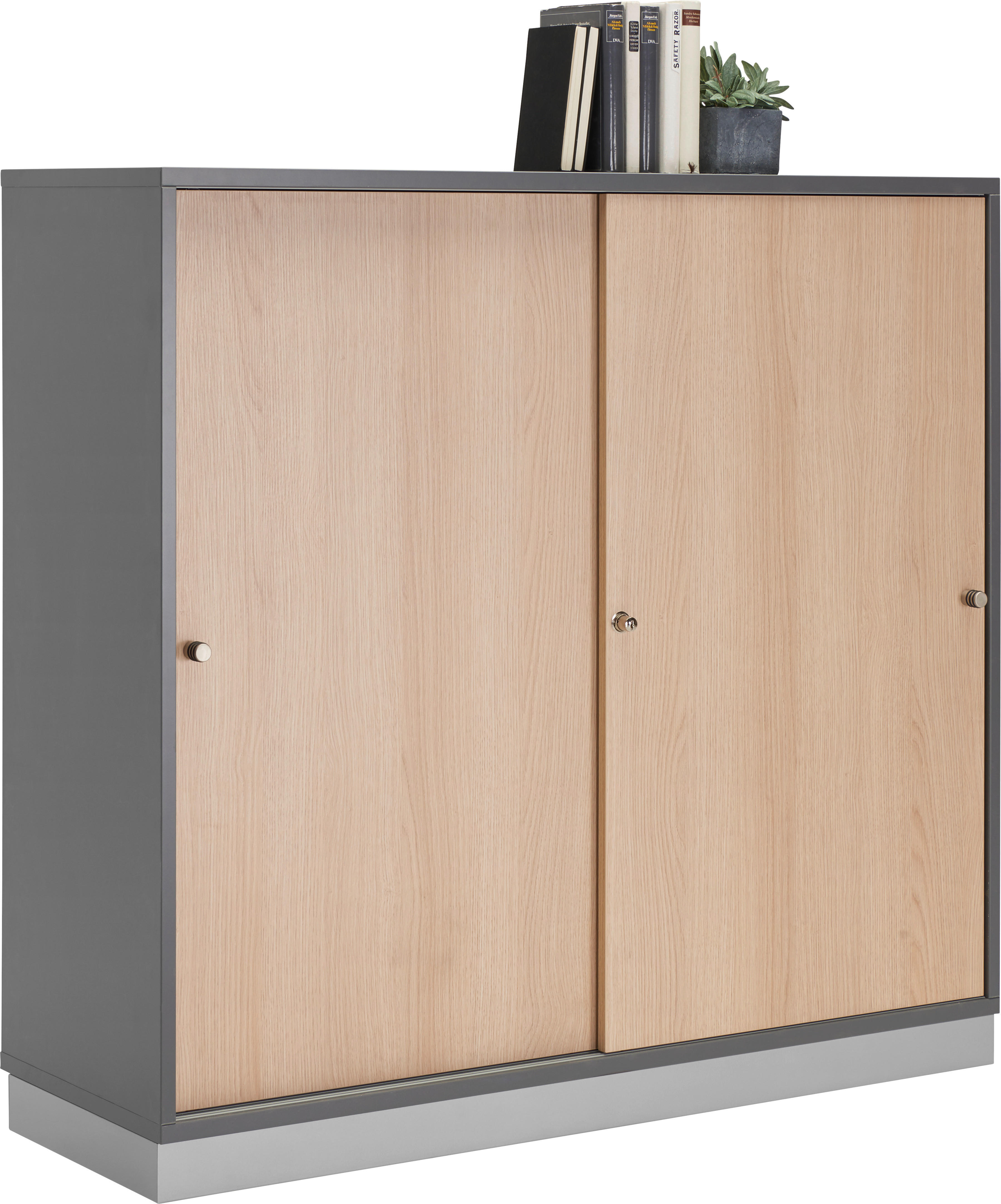 AKTENSCHRANK Graphitfarben, Eichefarben  - Eichefarben/Graphitfarben, KONVENTIONELL, Holzwerkstoff (120/110/40cm) - Venda