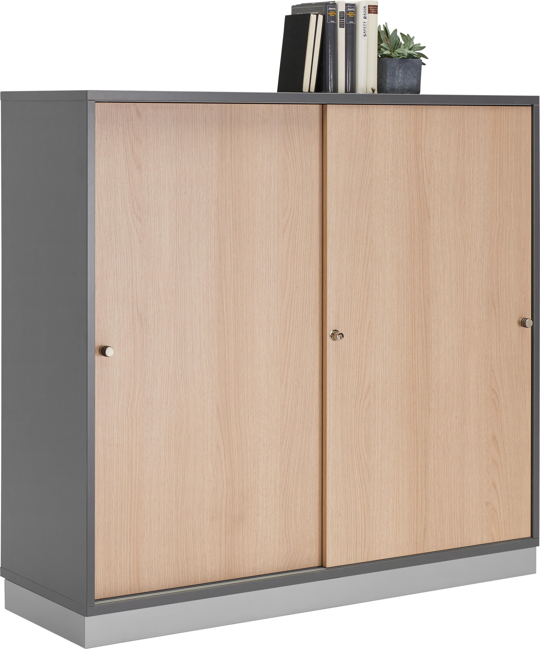 AKTENSCHRANK Graphitfarben, Eichefarben - Eichefarben/Graphitfarben, KONVENTIONELL, Holzwerkstoff (120/110/40cm) - Venda