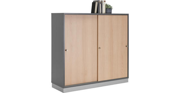 AKTENSCHRANK 120/110/40 cm  - Eichefarben/Graphitfarben, KONVENTIONELL, Holzwerkstoff (120/110/40cm) - Venda