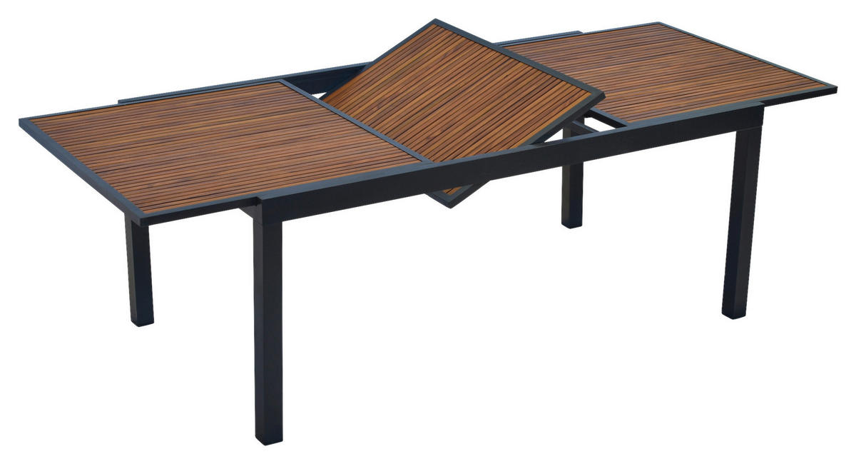ZAHRADNÍ STŮL, kov, 180-240/100/75 cm - barvy grafitu/přírodní barvy, Moderní, kov/dřevo (180-240/100/75cm) - Gardenson