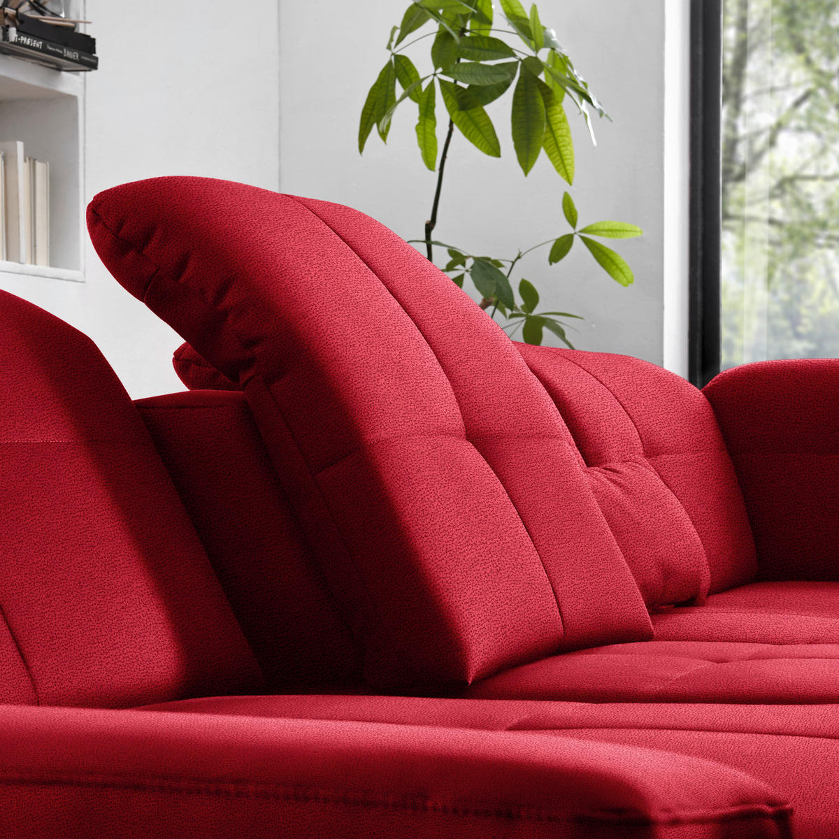 WOHNLANDSCHAFT Mikrofaser Rot  - Chromfarben/Rot, Design, Textil (195/371/260cm) - Beldomo Style