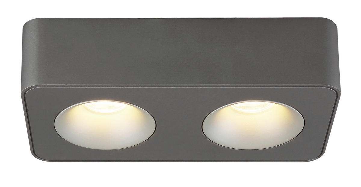 LED ZÁŘIČ, 22,4/11.7/5,5 cm - čiré/tmavě šedá, Design, kov/plast (22,4/11.7/5,5cm) - Globo
