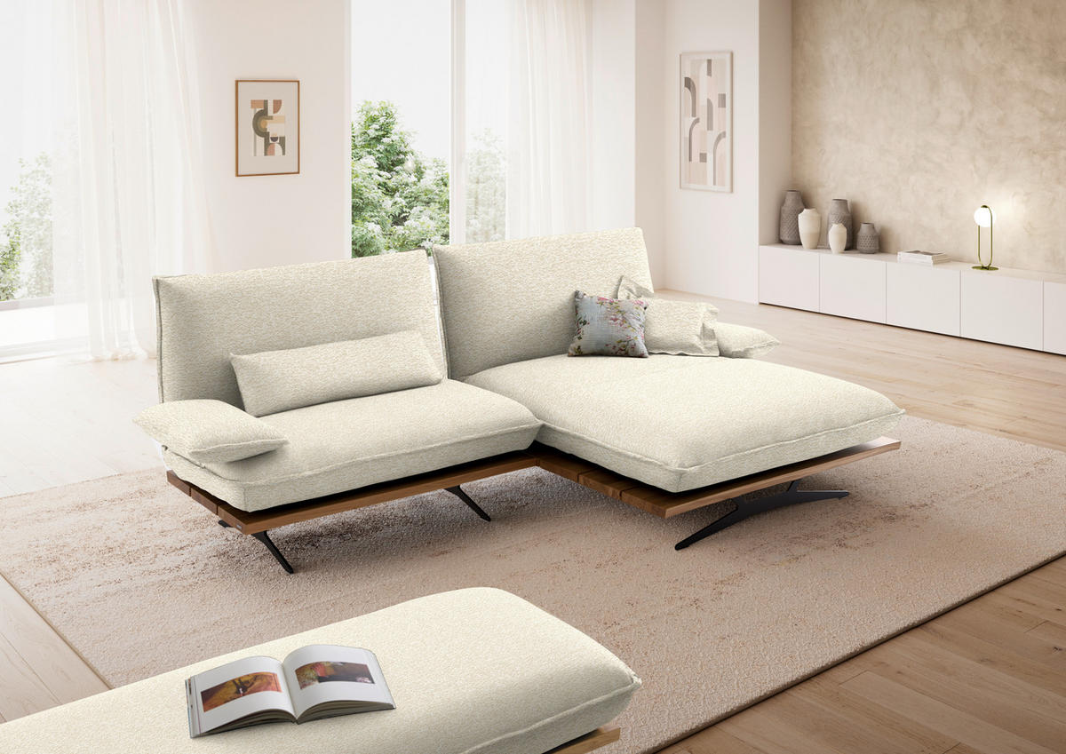 ECKSOFA  in Chenille, Flachgewebe Beige, Wildeiche  284/161 cm  - Wildeiche/Beige, Design, Holz/Textil (284/161cm) - Koinor
