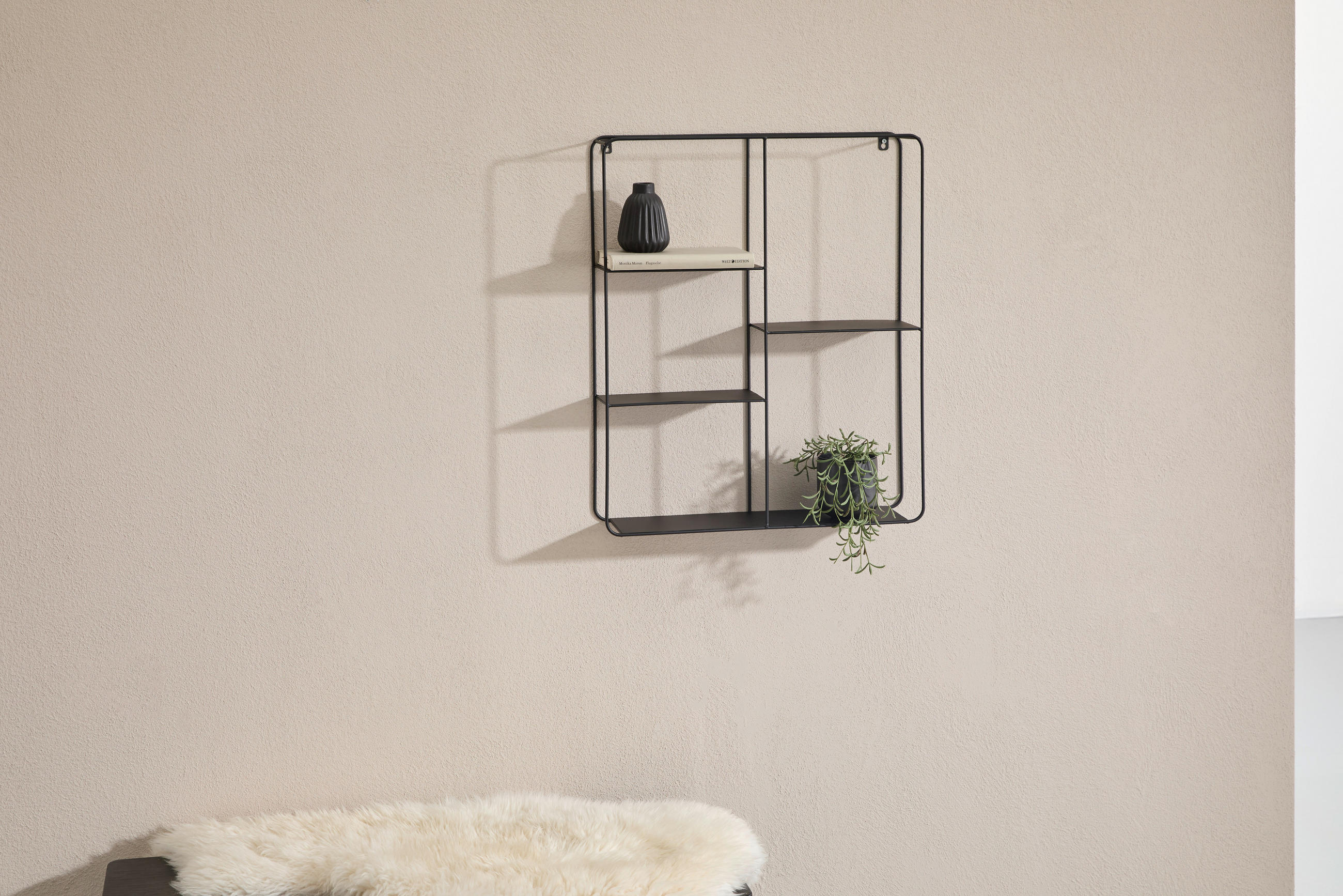 WANDREGAL 50/60/12 cm  - Schwarz, Basics, Metall (50/60/12cm) - Landscape