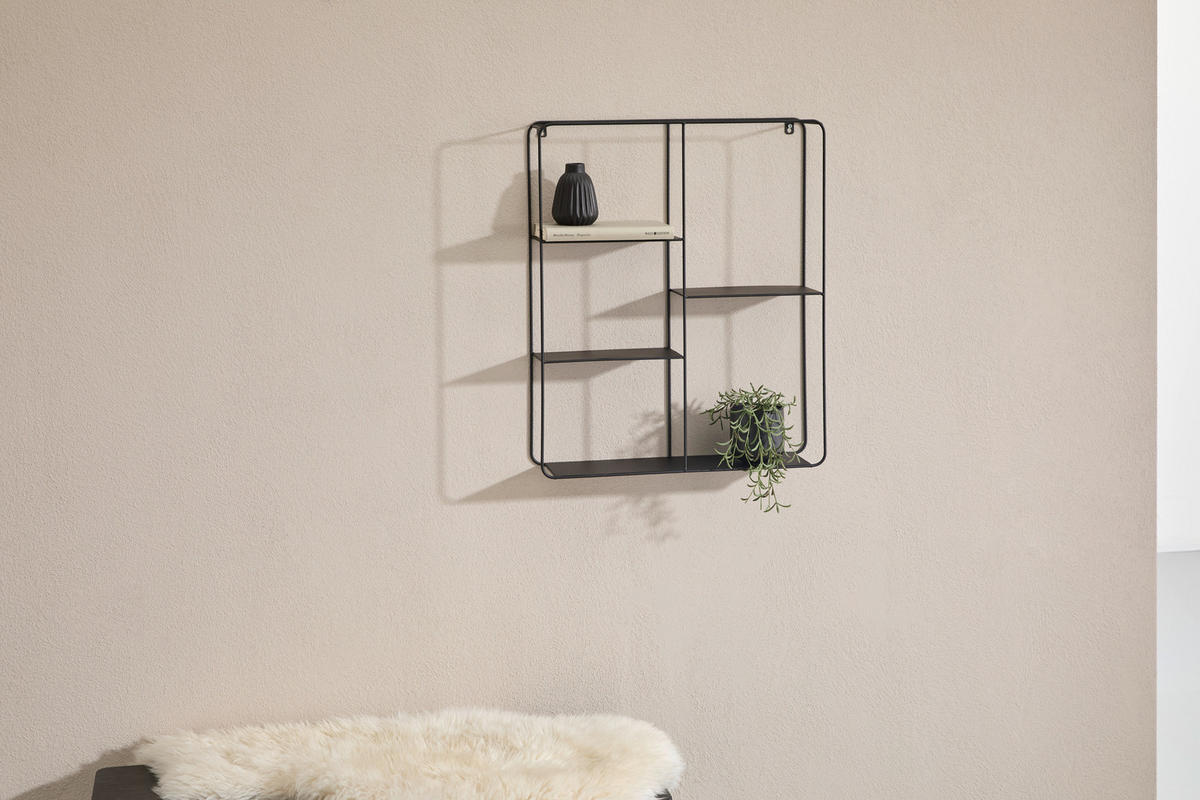 WANDREGAL 50/60/12 cm  - Schwarz, Basics, Metall (50/60/12cm) - Landscape