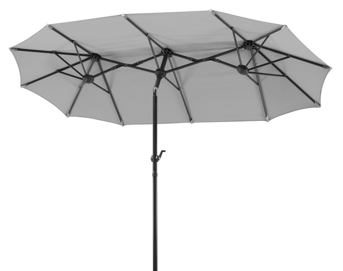 DOPPELSONNENSCHIRM 300 cm Hellgrau  - Anthrazit/Hellgrau, Basics, Textil/Metall (300/220/150cm) - Schneider