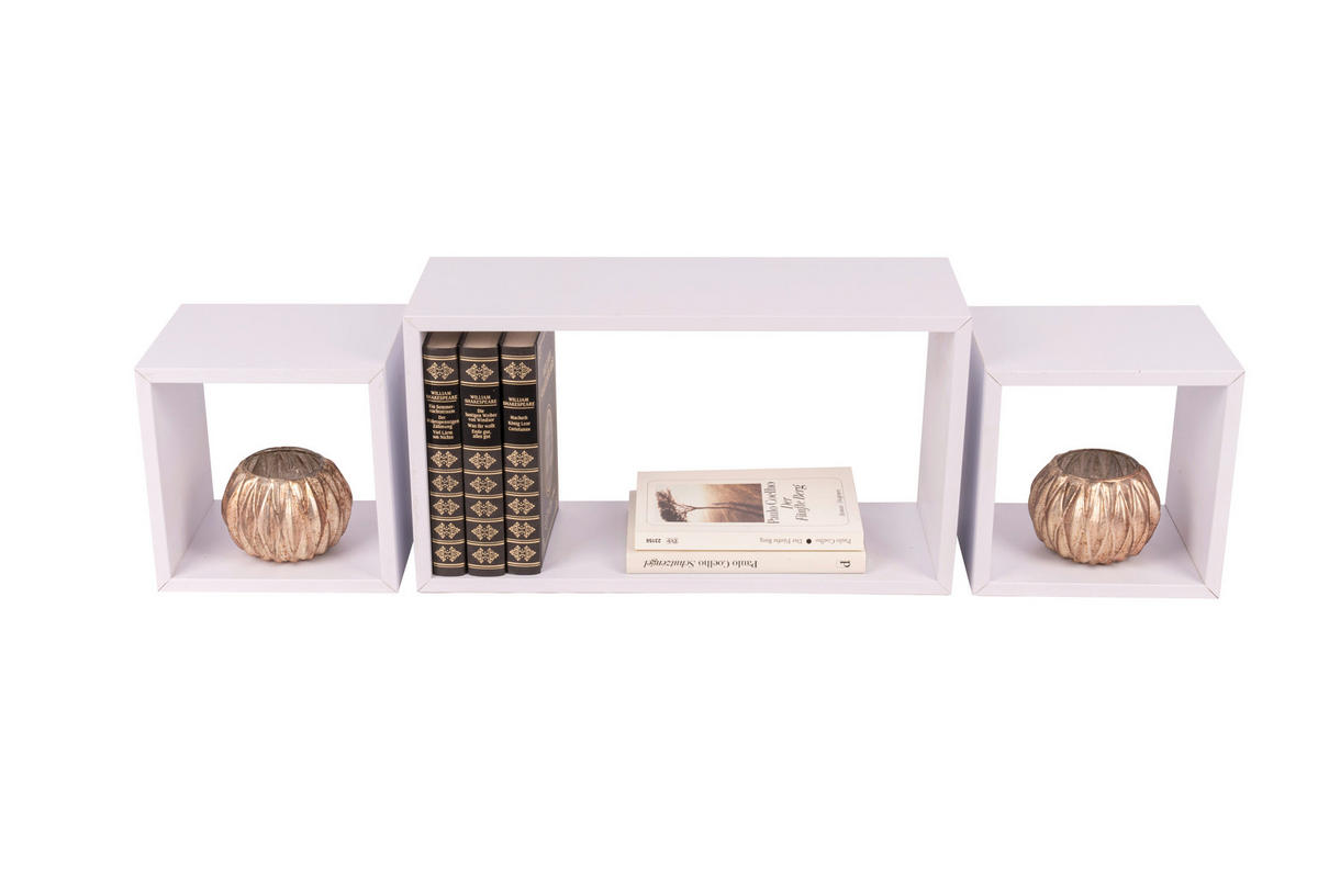 WANDREGAL  - Weiß, Basics, Holzwerkstoff (42/19/19/23/19/19/15/15/15cm)