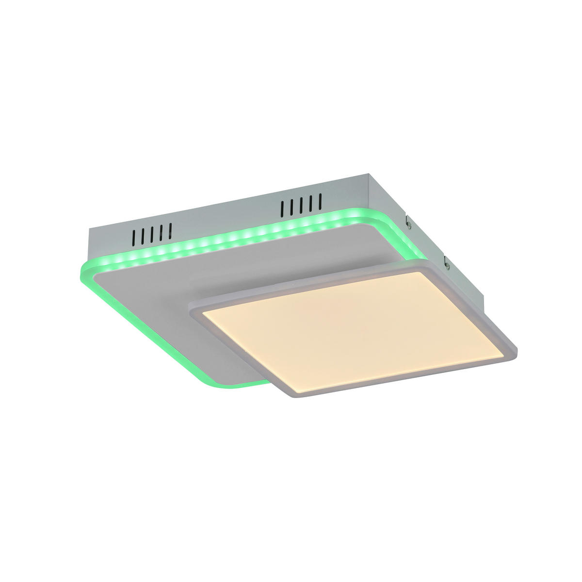 LED-Deckenleuchte 45,3/45,3/7,5 cm   - Weiß, Design, Kunststoff/Metall (45,3/45,3/7,5cm) - Globo