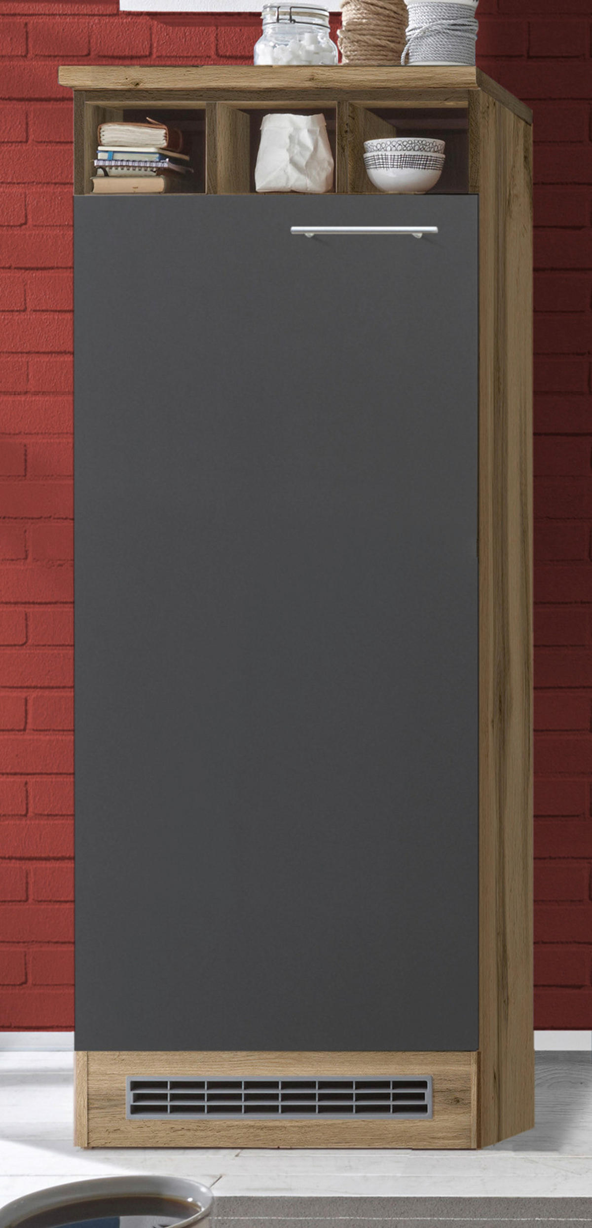 KÜCHENLEERBLOCK 280 cm   in Grau  - Wildeiche/Edelstahlfarben, Basics, Holzwerkstoff/Metall (280cm) - Respekta