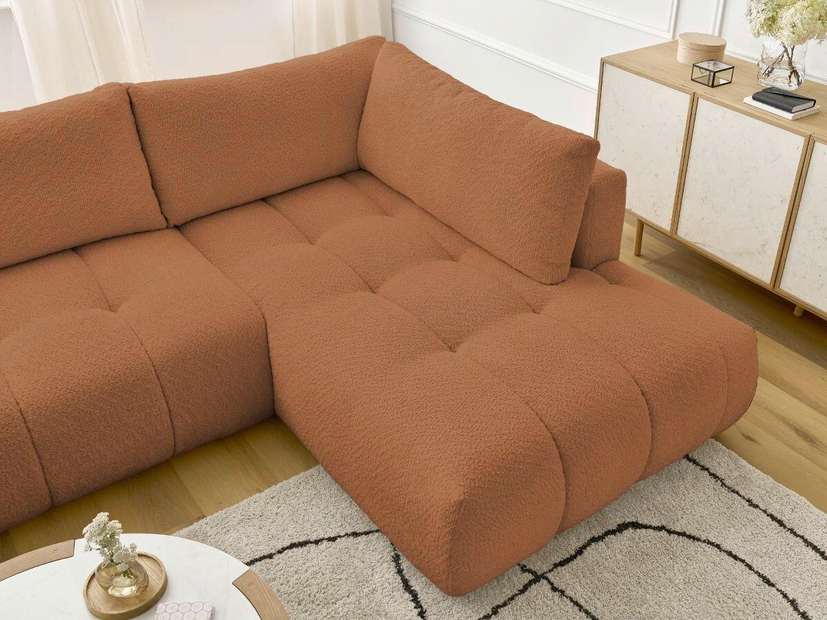 WOHNLANDSCHAFT  FUJI  Orange Bouclé  - Schwarz/Orange, MODERN, Kunststoff/Textil (160/377/204cm)