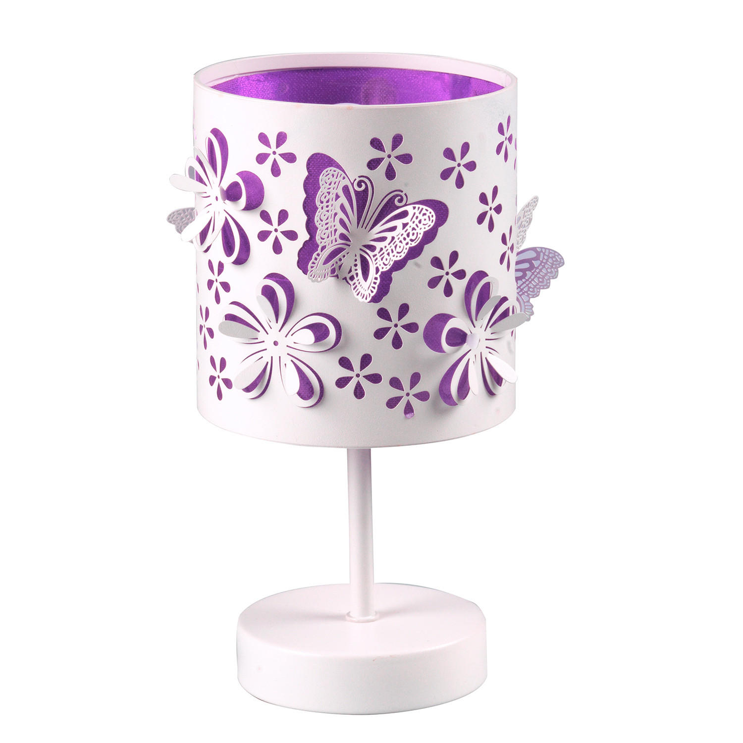 DĚTSKÁ STOLNÍ LAMPIČKA, 15/15/22 cm - bílá/šeříková, Lifestyle, kov/textil (15/15/22cm)
