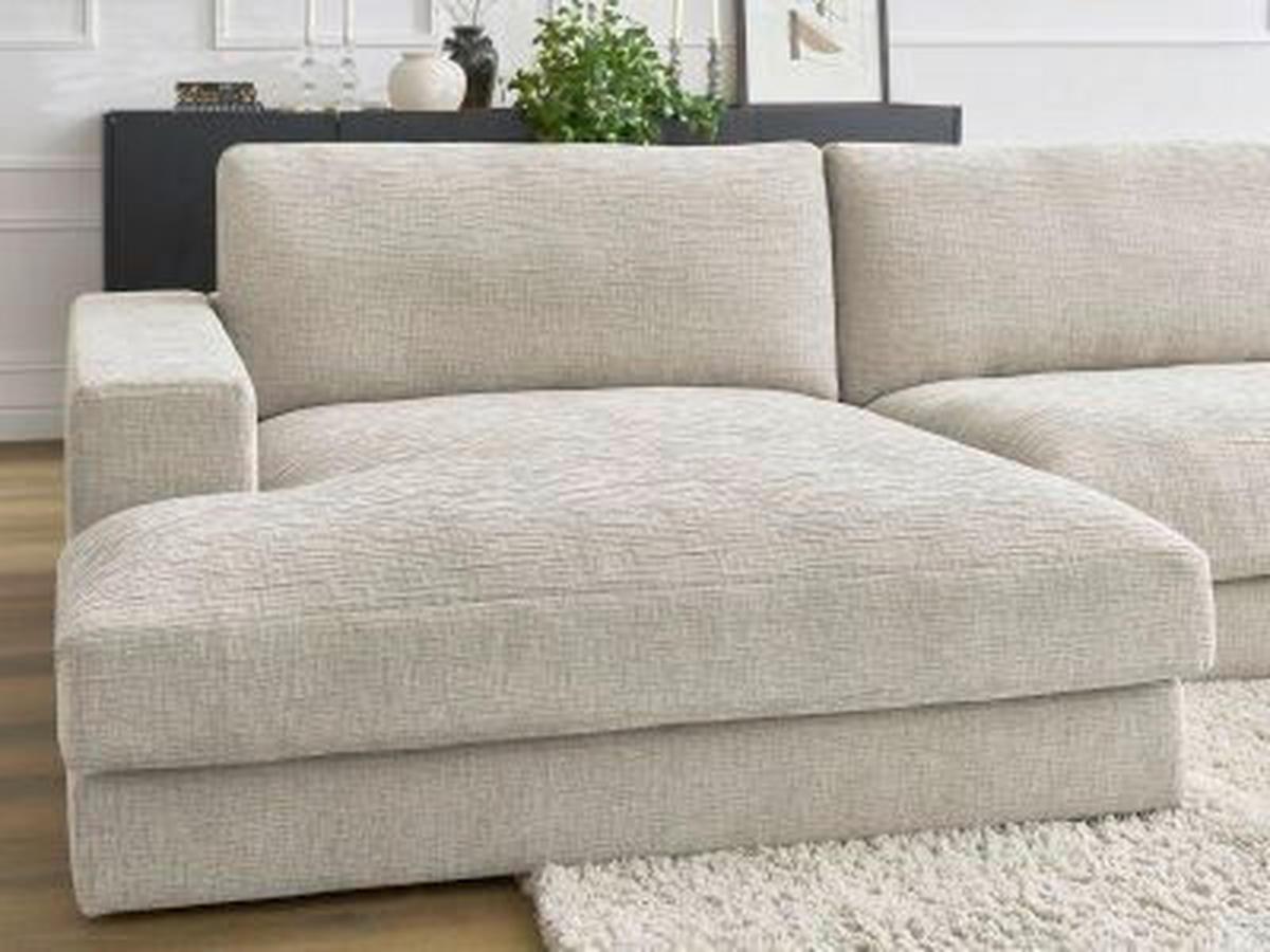 WOHNLANDSCHAFT LEONARD Beige Struktur  - Beige/Schwarz, MODERN, Kunststoff/Textil (159/349/159cm)