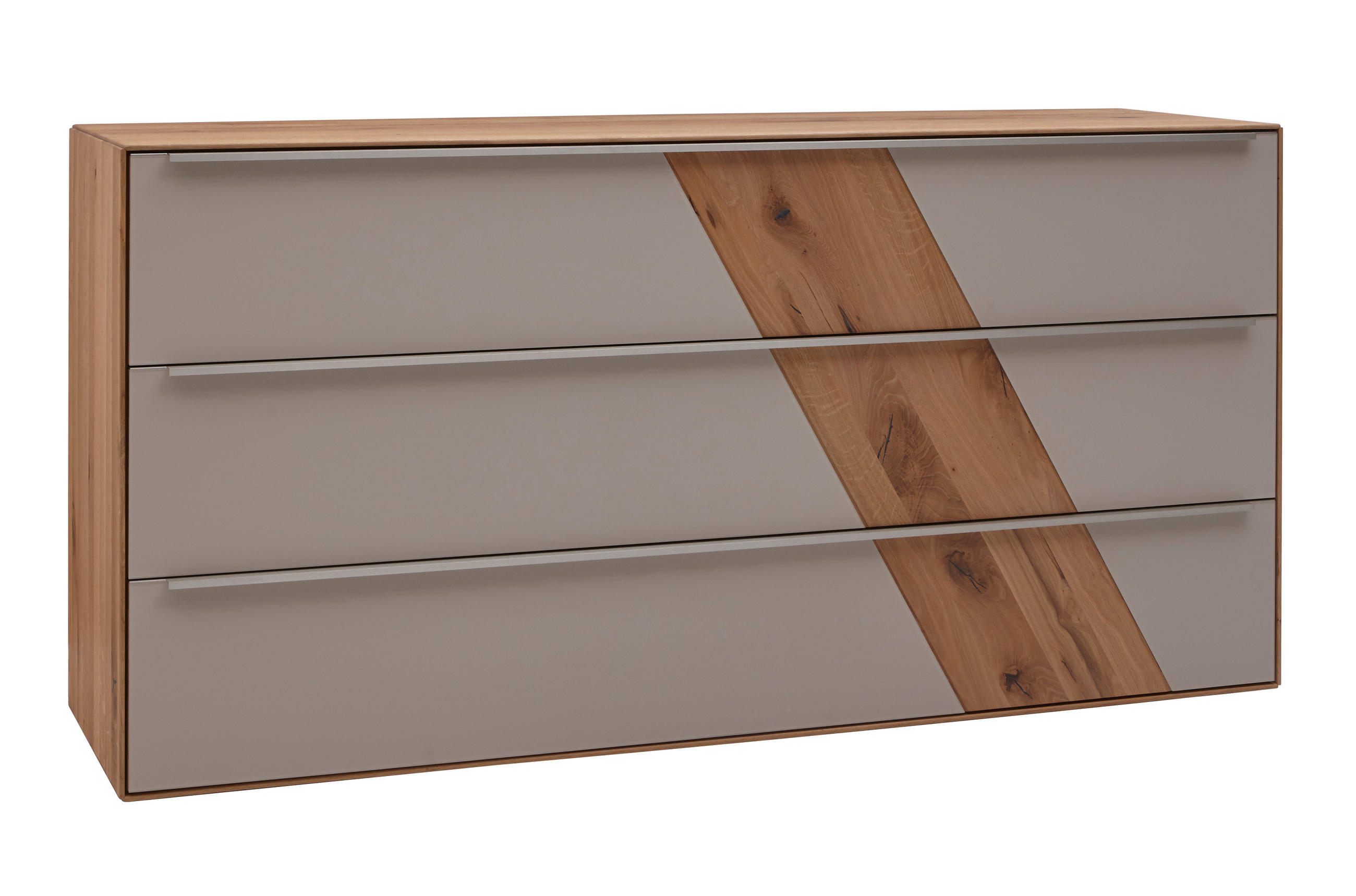 SIDEBOARD Sonia  in 182/90/47 cm  - Schlammfarben/Edelstahlfarben, Design, Glas/Holz (182/90/47cm) - Valnatura