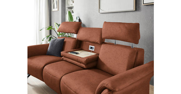 TRAPEZSOFA in Echtleder Cognac  - Cognac/Schwarz, KONVENTIONELL, Leder/Metall (221/103/95cm) - Dieter Knoll