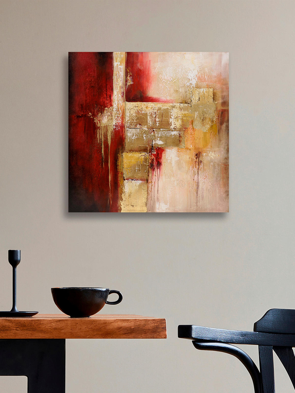 ÖLGEMÄLDE Abstraktes 30/30 cm  - Multicolor, KONVENTIONELL, Holzwerkstoff/Textil (30/30cm) - Monee