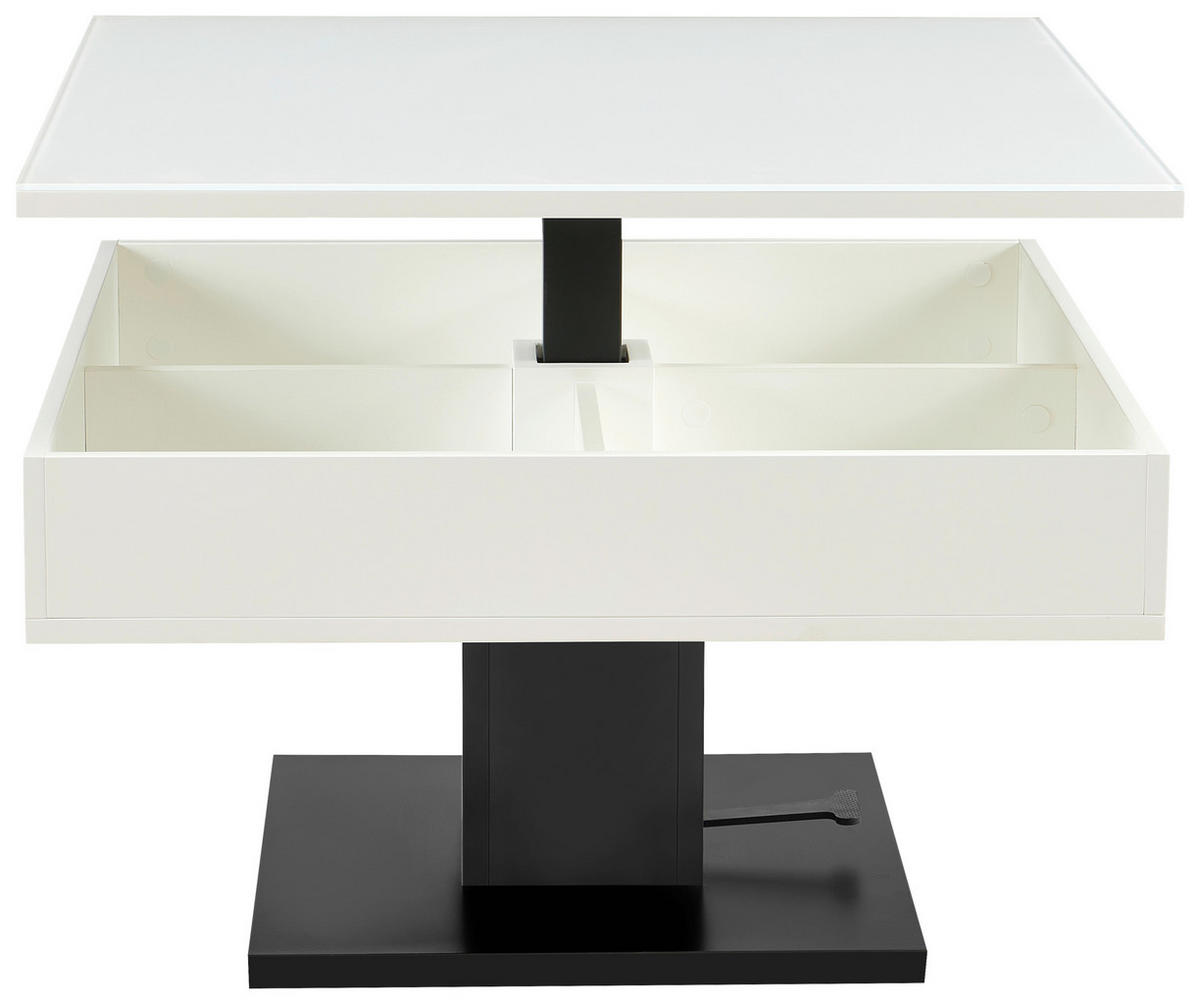 COUCHTISCH Klarglas 80/80/47 cm rechteckig Schwarz, Weiß  - Schwarz/Weiß, Design, Glas/Holzwerkstoff (80/80/47cm) - Livetastic