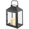 LATERNE - Schwarz, Basics, Glas/Metall (20/31,5/16cm) - Ambia Home