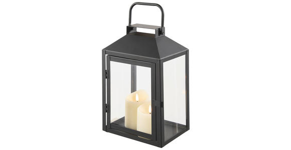 LATERNE - Schwarz, Basics, Glas/Metall (20/31,5/16cm) - Ambia Home