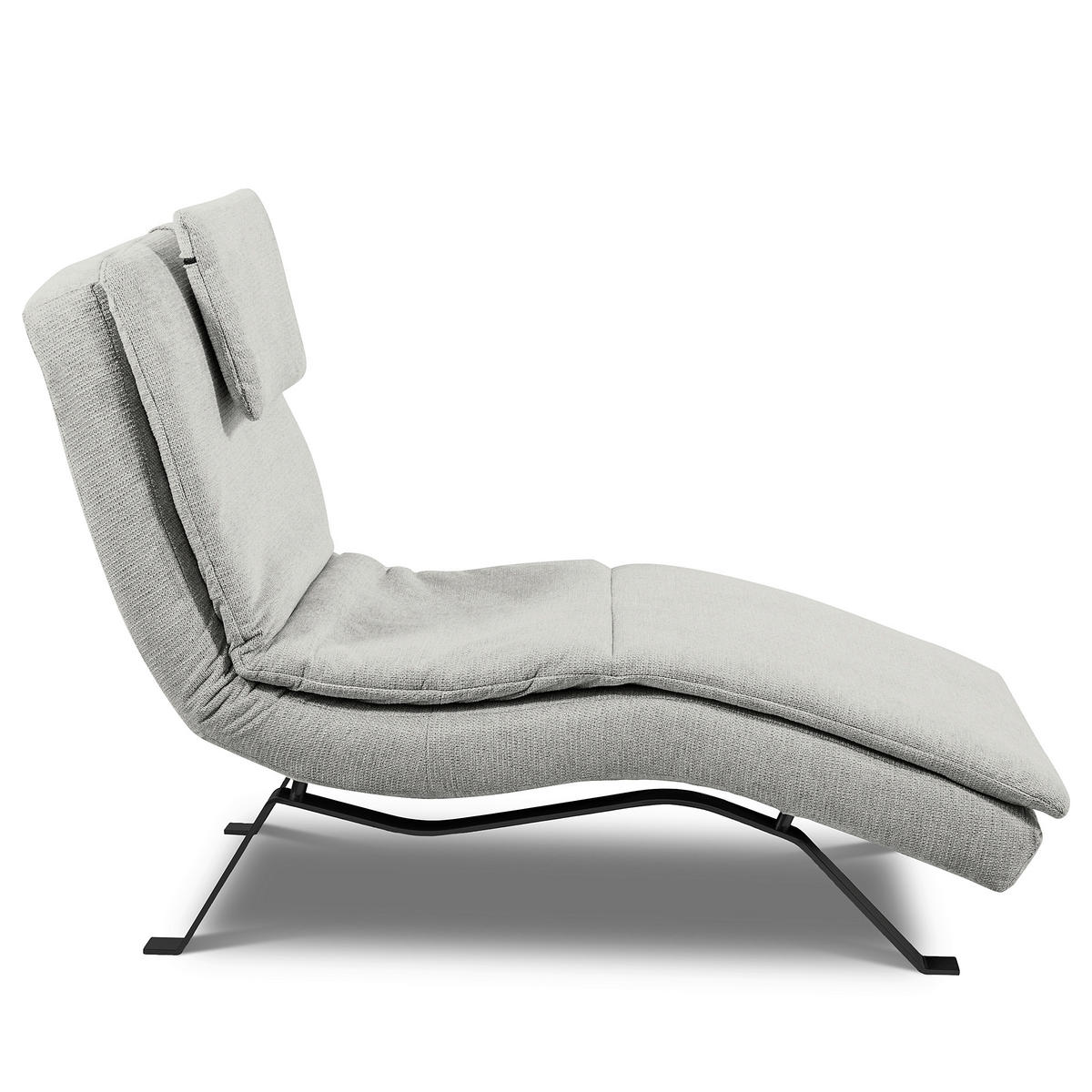 RELAXLIEGE Echtleder Grau  - Schwarz/Grau, Design, Leder/Metall (65/95/171cm) - Celina Home