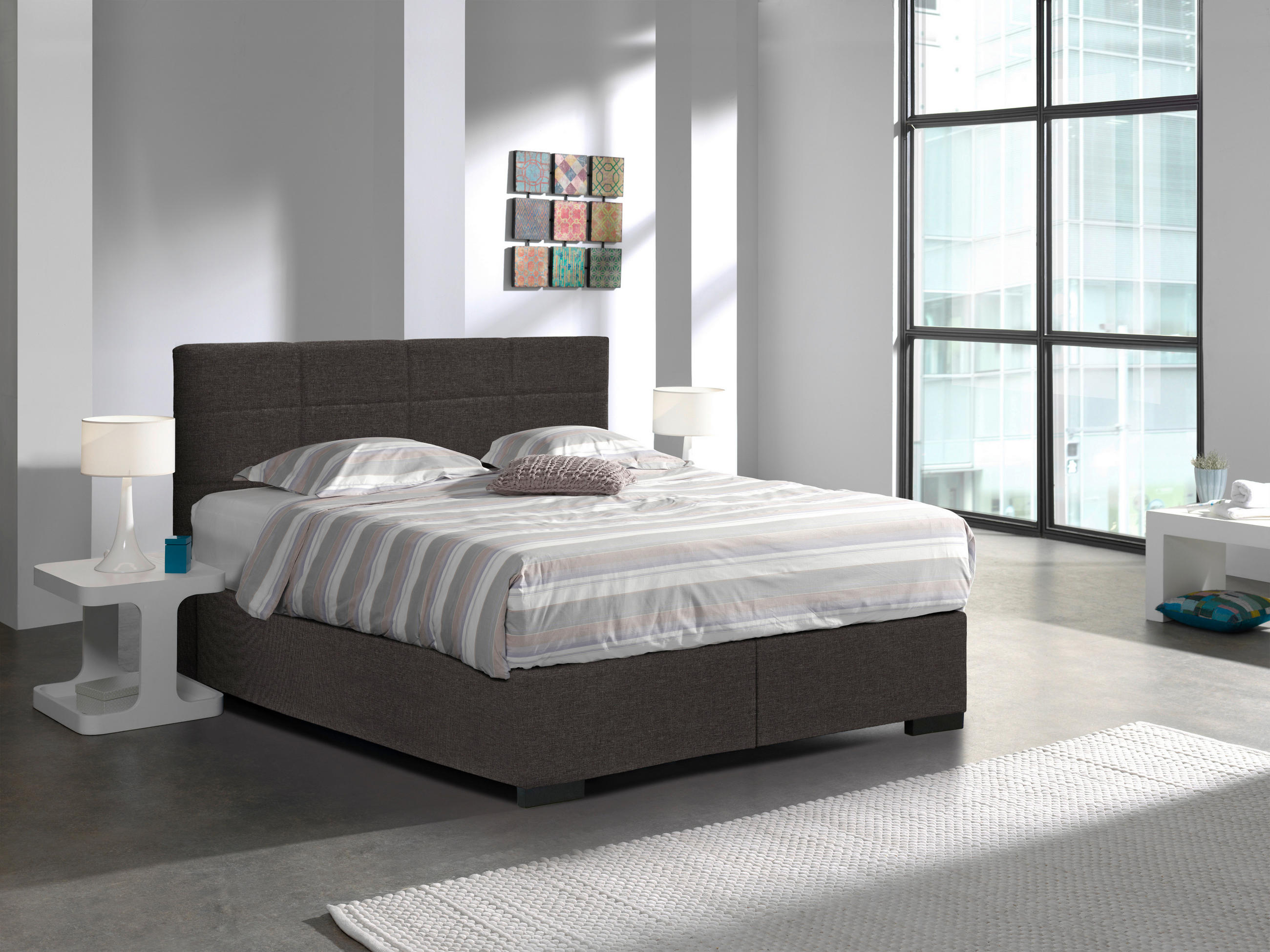 BOXSPRINGBETT 140/200 cm  in Grau  - Schwarz/Grau, MODERN, Kunststoff/Textil (140/200cm) - MID.YOU