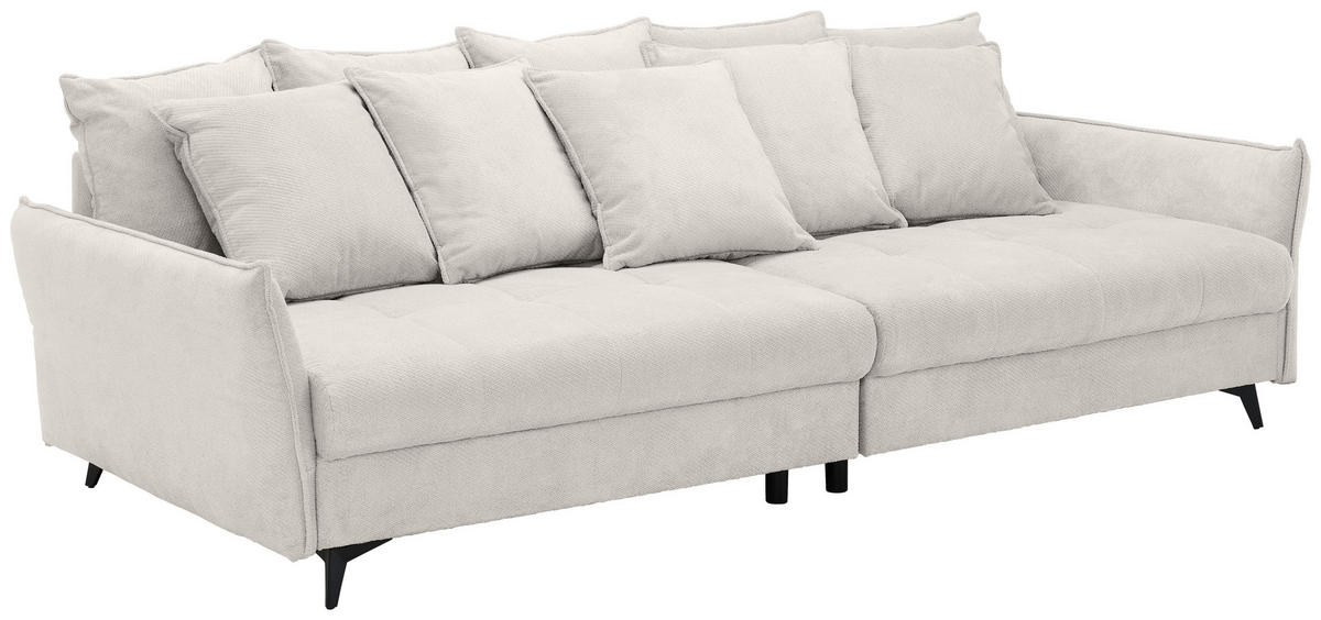 BIGSOFA Webstoff Weiß  - Schwarz/Weiß, KONVENTIONELL, Textil/Metall (282/94/127cm) - Ambia Home