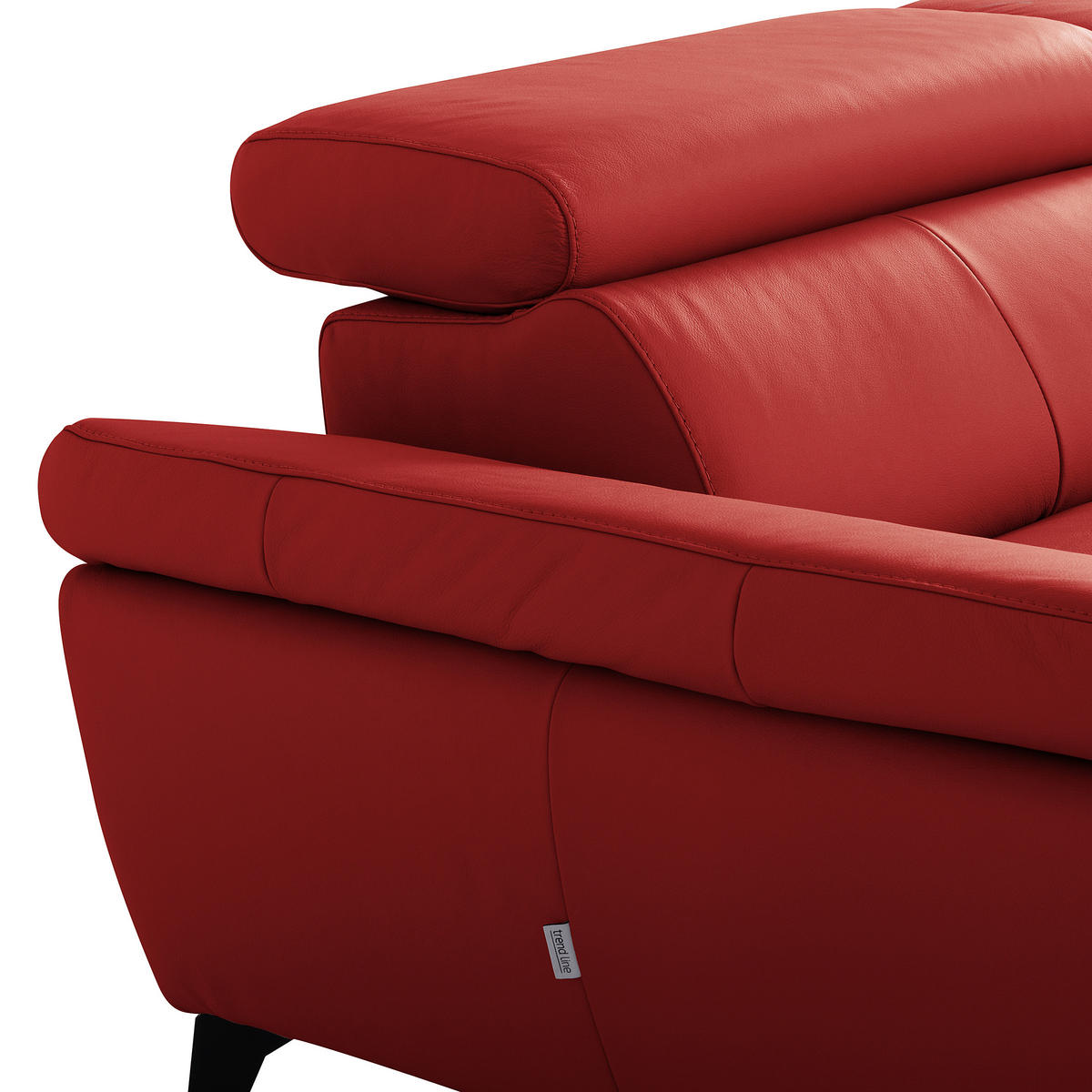 ECKSOFA Rot Echtleder Lederlook Bettkasten, Schlaffunktion, Rücken echt, Armteilverstellung, Kopfteilverstellung  - Rot/Schwarz, Design, Leder/Textil (179/252cm) - Livetastic