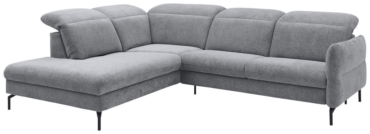 ECKSOFA in Flachgewebe Grau  - Schwarz/Grau, Design, Textil/Metall (233/299cm) - Dieter Knoll