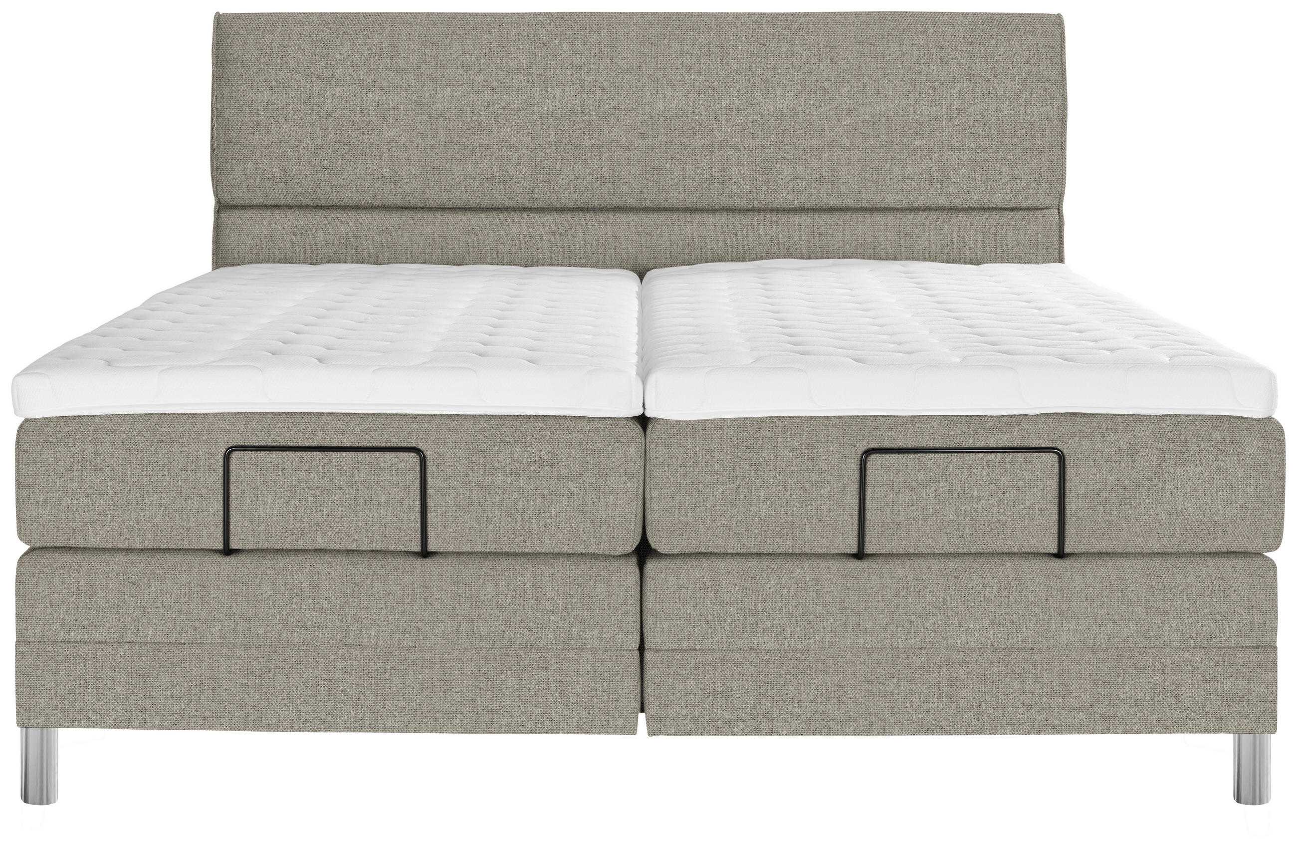 BOXSPRINGBETT 180/200 cm  in Greige  - Chromfarben/Greige, Konventionell, Kunststoff/Textil (180/200cm) - Voleo