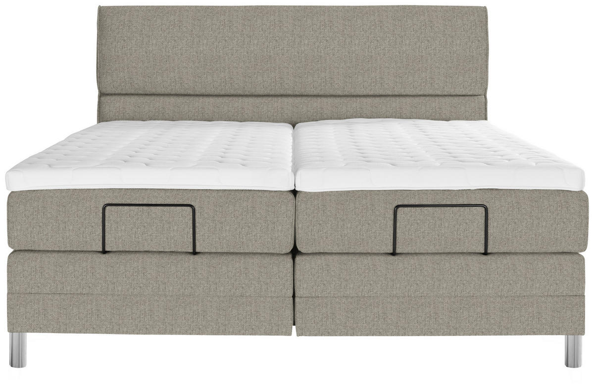 BOXSPRINGBETT 180/200 cm  in Greige  - Chromfarben/Greige, Konventionell, Kunststoff/Textil (180/200cm) - Voleo