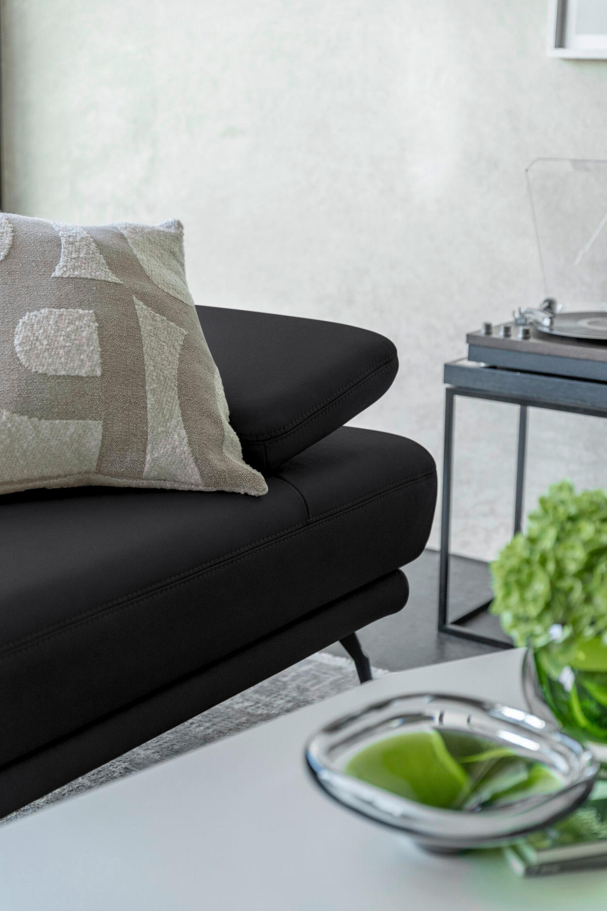 ECKSOFA Echtleder Anthrazit  - Anthrazit/Schwarz, Konventionell, Leder/Metall (301/180cm) - Joop!
